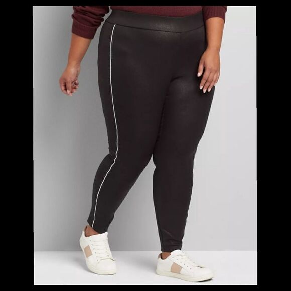 26W 28W Coated Legging Rhinestone Trim High Rise - Picture 1 of 8